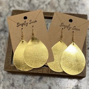 Gold Leather Earrings